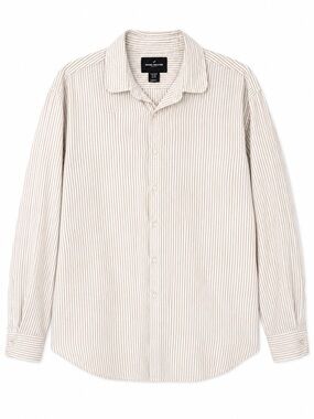 Daniel Hechter Paris Striped Button Down Shirt XXL Beige White Long Sleeve
